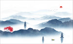 西湖景色 水墨西湖 山水画