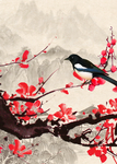 水梅花喜鹊四联装饰画