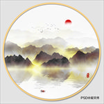 圆形山水画
