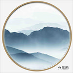 圆形水墨山