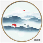 圆形水墨山水