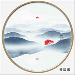 新中式圆形水墨画
