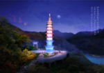 景观塔夜景效果图
