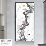 大理石玄关山水飞鸟装饰画