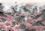 山水国画背景墙