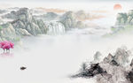 国画轻奢风山水画 tif分层