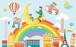 卡通儿童彩虹背景墙图片