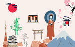 日本传统文化背景墙