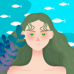 深海少女插画