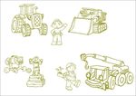 作业车辆工人道别  手工画
