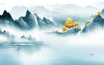 小清新山水画背景画 TIF分层