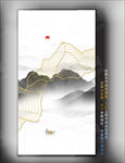 水墨金线挂画