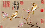 中国风刺绣风花鸟素雅电视背景墙