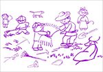 乡村农民收割小麦  绘画