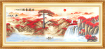 鸿运当头聚宝盆瀑布装饰画
