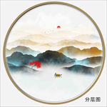 圆形水墨装饰画