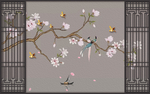 新中式花鸟背景墙