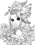 美女填色画画