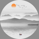水墨山水 圆形山水画 圆形山水
