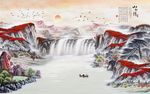 流水生财山水画