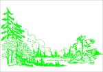 树林小屋 手绘画