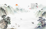 山水情背景墙