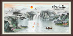 海纳百川国画山水中式装饰画