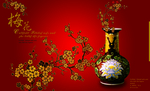 梅花金色中国风海报