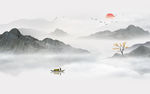 中式水墨山水画