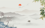 落日写意山水壁纸