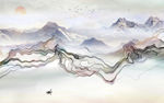 中国风超清新山水画 tif分层