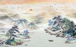 水墨山水背景墙