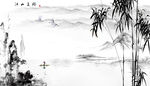 新中式水墨山水国画背景