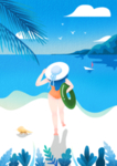 扁平海滩美女