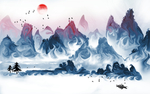 抽象山水背景墙
