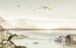 简约山水风景墙画 tif分层