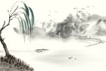 新中式山水电视背景