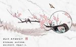 爵士白梅花花鸟背景墙