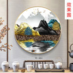 奢华 圆形 山水 水彩画