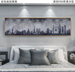 现代几何城市抽象床头画
