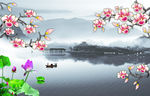 玉兰花江南水乡背景图片