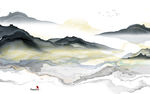 新中式轻奢山水画 tif分层