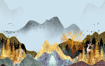 山水现代装饰画 TIF分层
