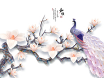 孔雀树唯美玄关屏风电视背景墙底