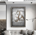 骏马复古油画装饰画