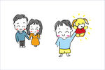 手绘风格 漫画 父母送礼物