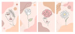 玫瑰女人花朵粉红时尚插画
