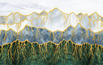 金山银山金箔靠山石山脉壁画背景
