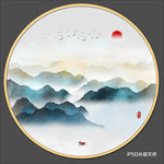 圆形山水画
