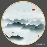圆形水墨画